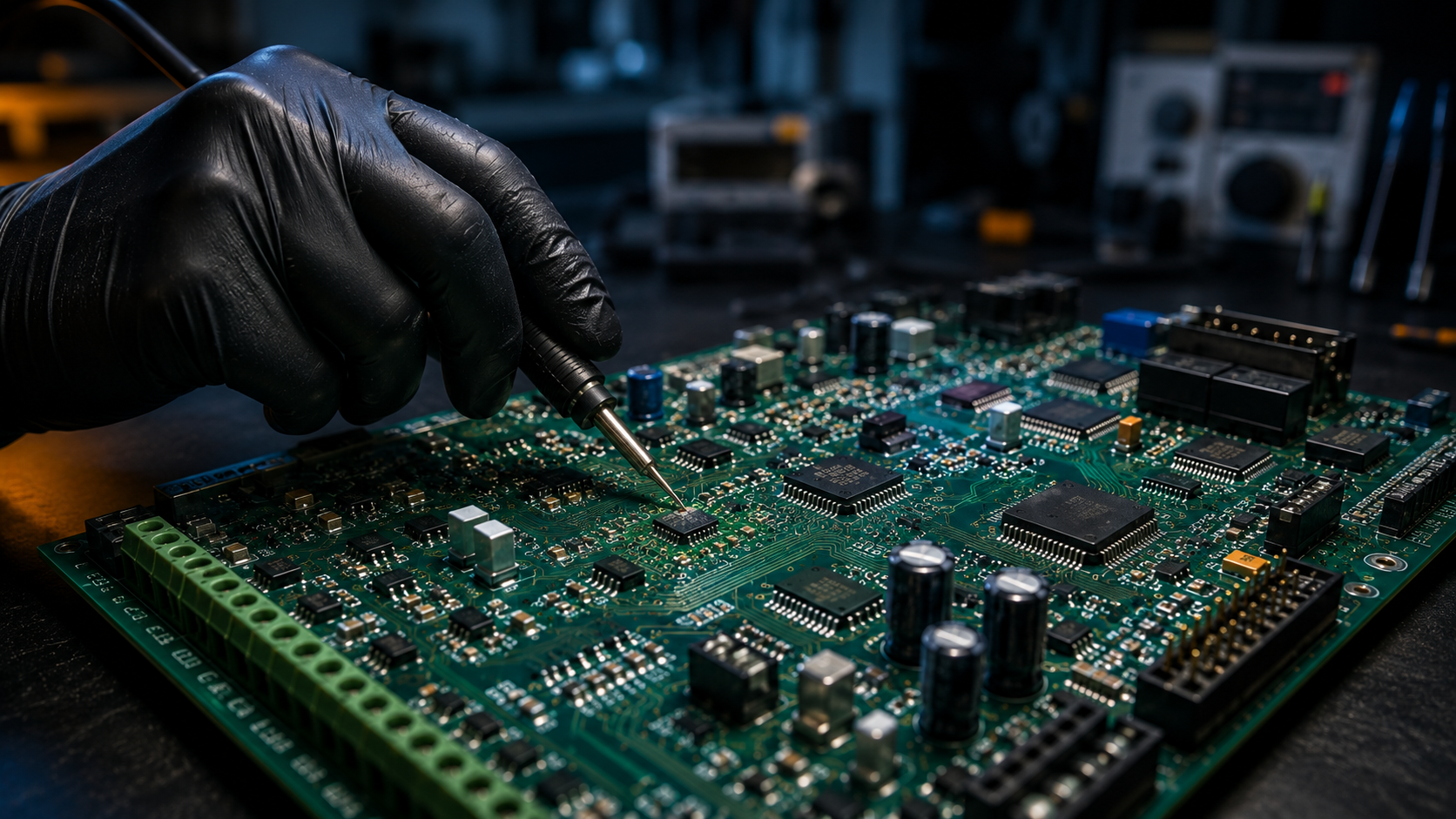 Manutenção em placa eletrônica industrial